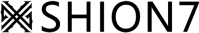 Set in black, the SHION7 logo pairs a geometric emblem with thin outlined lettering, creating a modern urban fashion identity for streetwear branding.